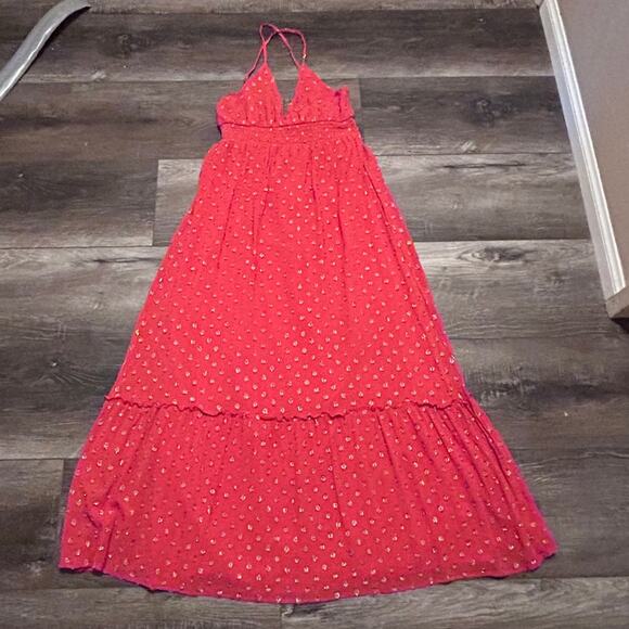 En Creme Halter Strappy Maxi Dress Orange, Size Small - Picture 4 of 9